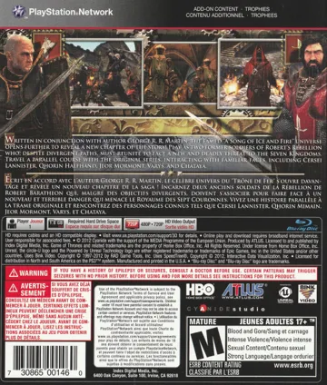 Game of Thrones (USA) box cover back